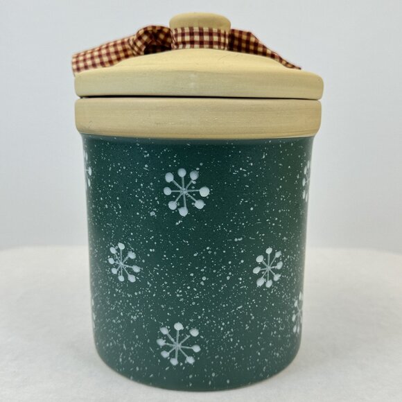 Happy Holidays Santa Claus Stoneware Cookie Jar with Lid Canister Crock 7.25 in - Picture 4 of 13